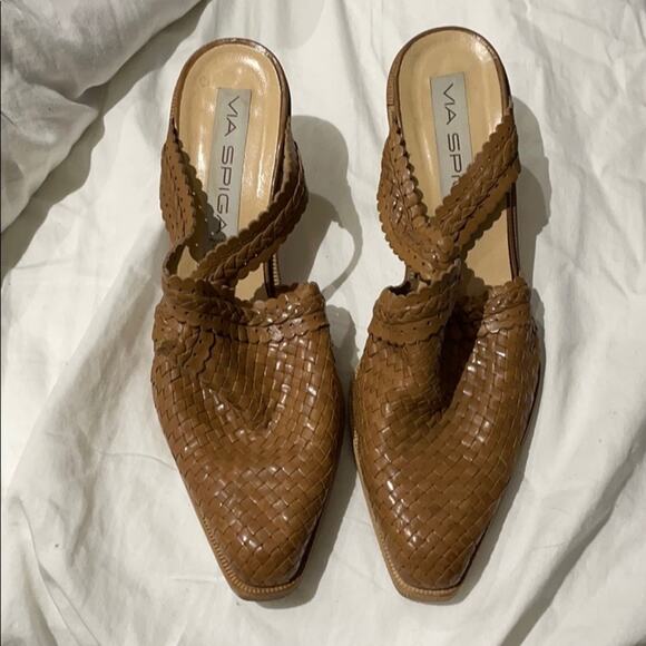 Via Spiga 8.5 tan woven leather mule euc - Picture 1 of 12